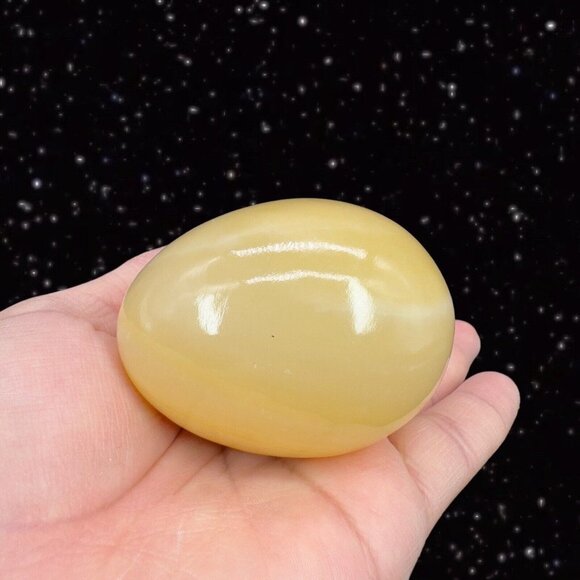 Italian Carved Alabaster Marble EGG Decorative Made in Italy Brown Spot 2.5”W 2” - Picture 2 of 14